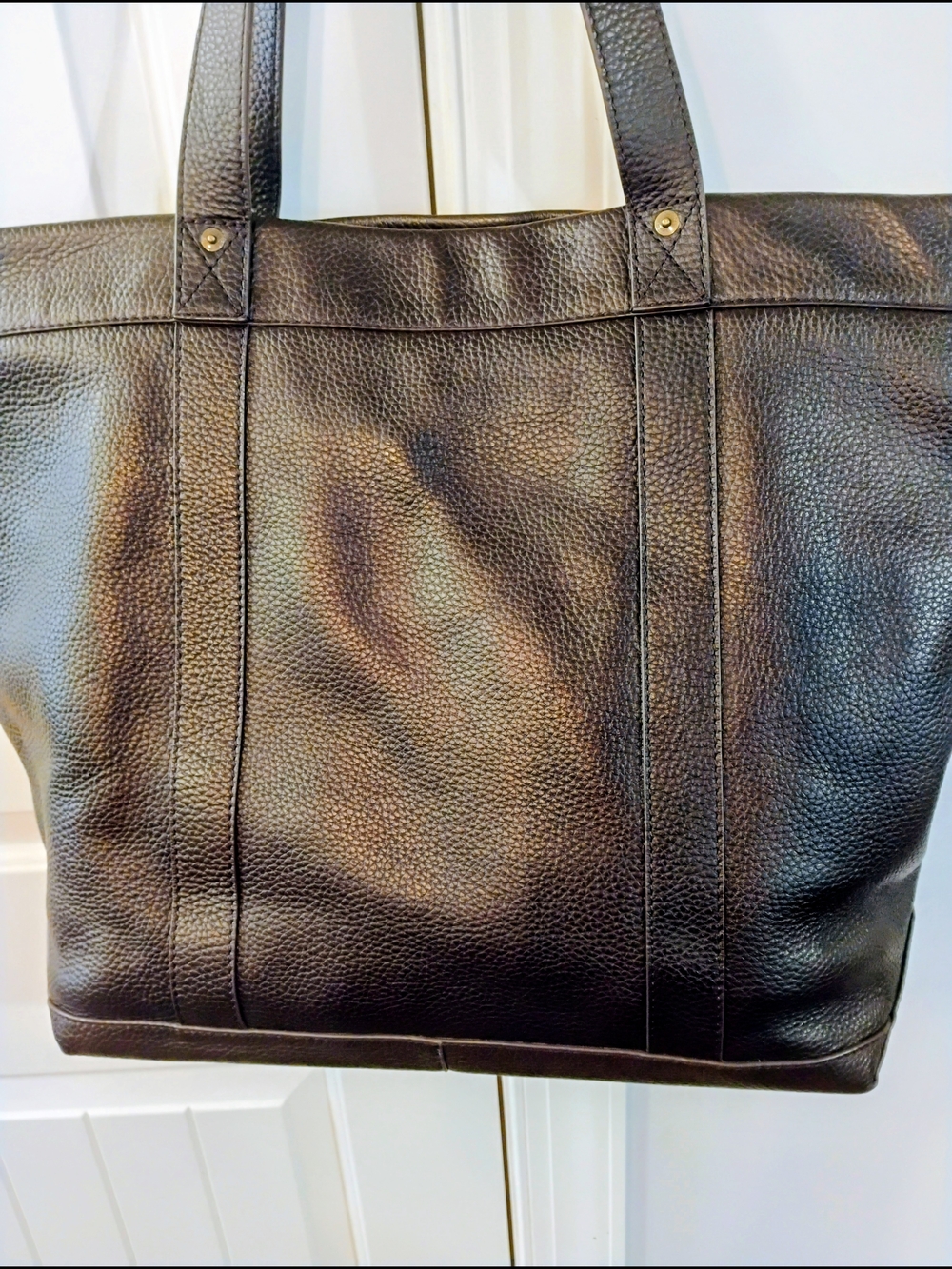 Banana Republic Lg Brown Pebbled Leather Tote Bag Work, Travel - Picture 8 of 13